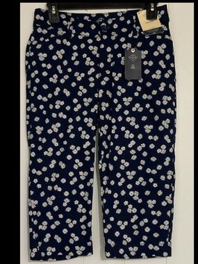 St. John's Bay Navy Cropped Jeans with White Floral Print
